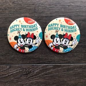 Disney Disneyland Mickey and Minnie’s birthday button pin bundle